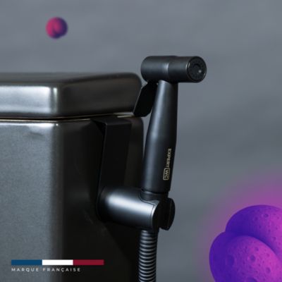 Douchette WC Hydraflow Noire - Pression réglable - Kit complet & Installation en 5 minutes - Marque Française (brevet déposé)