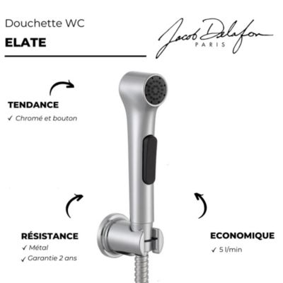 Douchette WC JACOB DELAFON Elate chromée + support + flexible