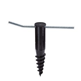Douille de fixation pour séchoir parapluie, avec barre à visser, en plastique avec intérieur métal, coloris noir, pour étendoir Ø 50 mm Leifheit
