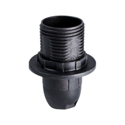 Douille demi-fileté E14 noire avec bague, plastique PET recyclée - Tibelec