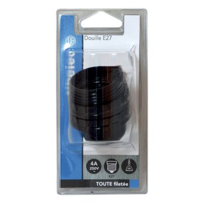 Douille E27 bakélite toute filetée 4A 250V Tibelec noir