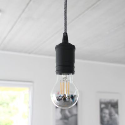 Douille E27 Chacon en aluminium effet vintage couleur noir