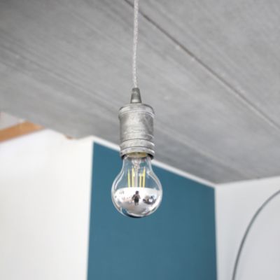 Douille E27 Chacon en aluminium effet vintage mat couleur gris