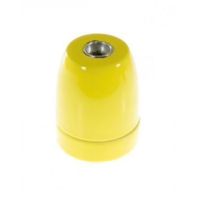 Douille E27 en Porcelaine Jaune - Déco Vintage