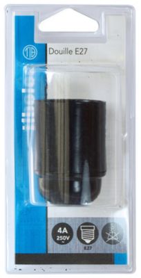 Douille E27 lisse Tibelec bakélite noir