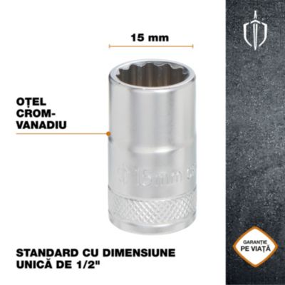 Douille simple standard Magnusson 1/2" 15 mm