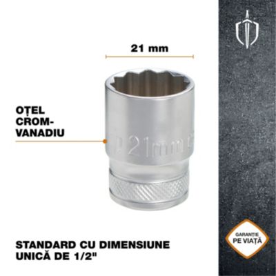 Douille simple standard Magnusson 1/2" 21 mm