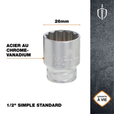 Douille simple standard Magnusson 1/2" 26 mm