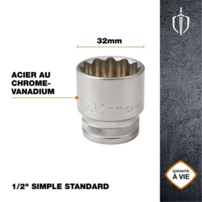 Douille simple standard Magnusson 1/2" 32 mm
