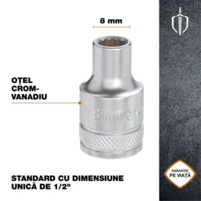 Douille simple standard Magnusson 1/2" 8 mm