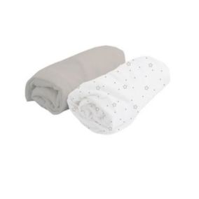 DOUX NID 2 Draps Housse Blanc pois/Perle 70 x 140 cm