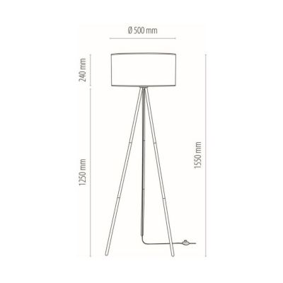 Dove Lampadaire 1xE27 Max.40W Métal Noir/Câble PVC Noir/Abat-jour en Tissu Noir