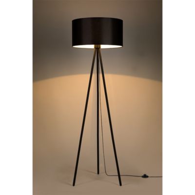 Dove Lampadaire 1xE27 Max.40W Métal Noir/Câble PVC Noir/Abat-jour en Tissu Noir
