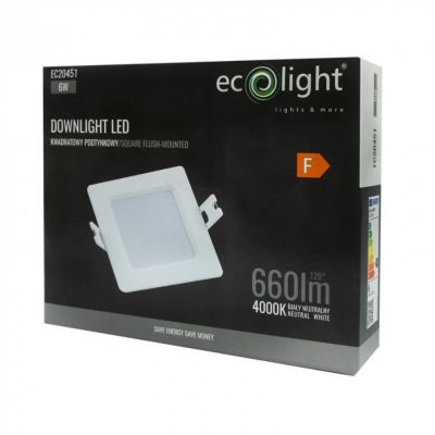 Downlight encastré carré blanc 12cm LED 6W 4000K Ecolight | Castorama
