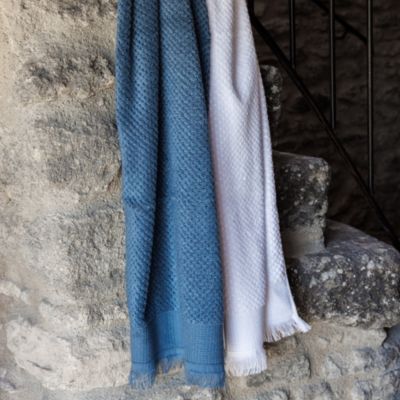 Drap de bain jacquard 550 g/m² 95x140 cm TETHYS micro-coton bleu Orage