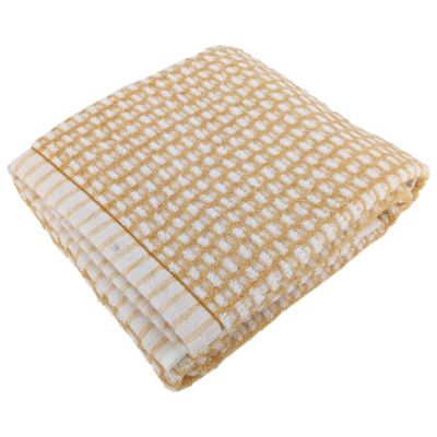 Drap de douche 70x140 cm pur coton motifs quadrillés collection GLOW jaune