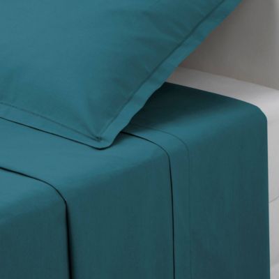 Drap en coton - bleu canard - 180x290 cm - Atmosphera