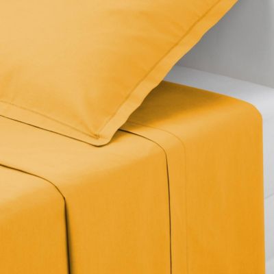 Drap en coton - jaune moutarde - 180x290 cm - Atmosphera
