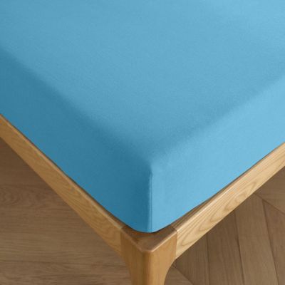 Drap housse 160 x 200 cm bonnet 30 cm "Prémium" pour lit 2 places - Prémium Cyan