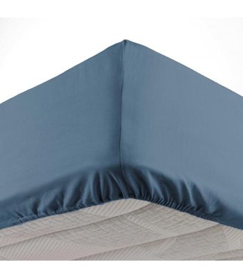 DRAP HOUSSE 2 PERSONNES UNI 57 FILS LINA BLEU NUIT - 160x200cm - Bleu pétrole