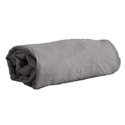 Drap housse 2 places 100% microfibre lavée bonnet 28 cm Gris foncé, L. 190 x l. 140