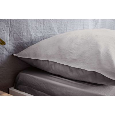 Drap housse 2 places 100% microfibre lavée bonnet 28 cm Gris foncé, L. 190 x l. 140