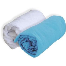 Drap housse + Alese Uni -Traité Sanitized - Turquoise - 60 x 120 cm