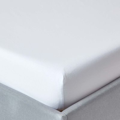 Drap-housse blanc 100% coton égyptien 200 fils 140 x 200 cm - HOMESCAPES