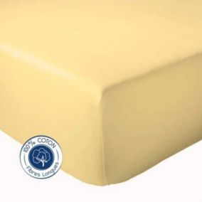 Drap Housse coton bonnet 23 cm fabriqué en France (140x190 cm - Jaune)