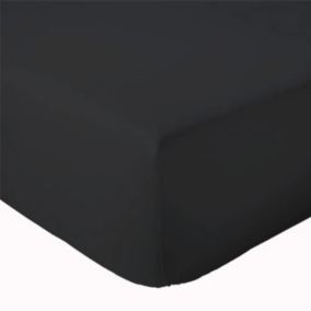 Drap Housse coton bonnet 23 cm fabriqué en France (140x190 cm - Noir)