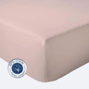 Drap Housse coton bonnet 23 cm fabriqué en France (140x190 cm - Rose Clair)