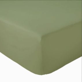 Drap Housse coton bonnet 23 cm fabriqué en France (140x190 cm - Vert mousse)