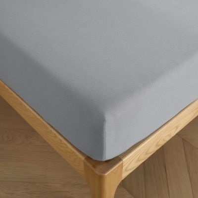 Drap housse "Drift" pur coton teint lavé 57 fils/cm² toutes dimensions - Gris clair - 180 x 200 cm bonnet de 30 cm - Gris clair -