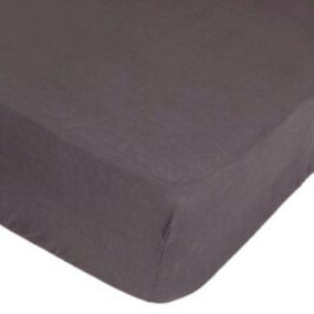 Drap housse en 100% lin (140x190 cm - Ardoise)