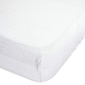 Drap housse en 100% lin (140x190 cm - Blanc)