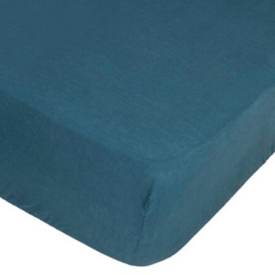 Drap housse en 100% lin (140x190 cm - Bleu Canard)