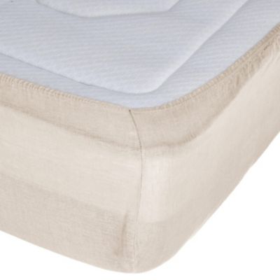 Drap housse en 100% lin (140x190 cm - Ficelle)