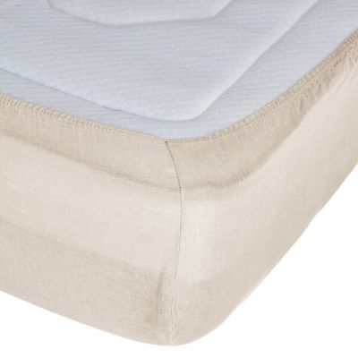 Drap housse en 100% lin (140x190 cm - Ficelle)