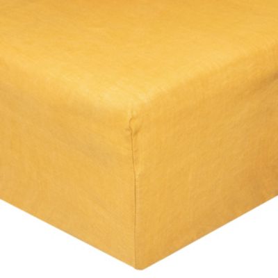 Drap housse en 100% lin (140x190 cm - Jaune Ocre)