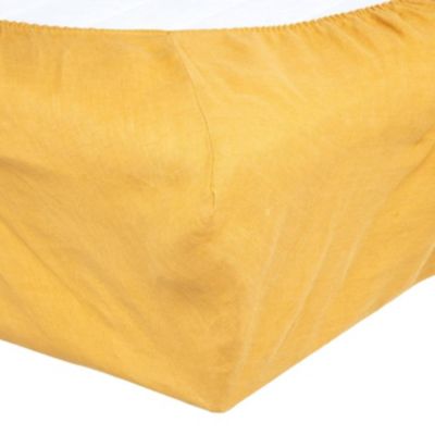 Drap housse en 100% lin (140x190 cm - Jaune Ocre)