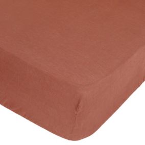 Drap housse en 100% lin (140x190 cm - Terracotta)