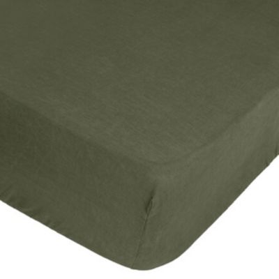 Drap housse en 100% lin (140x190 cm - Vert foncé)