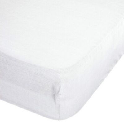 Drap housse en 100% lin (160x200 cm - Blanc)