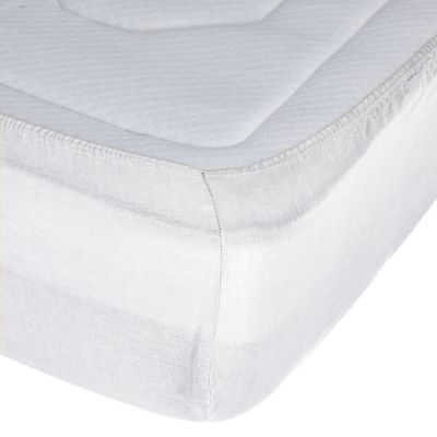 Drap housse en 100% lin (160x200 cm - Blanc)