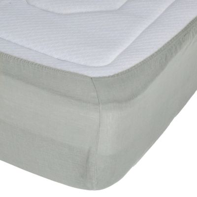 Drap housse en 100% lin (160x200 cm - Céladon)