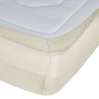 Drap housse en 100% lin (160x200 cm - Ficelle)