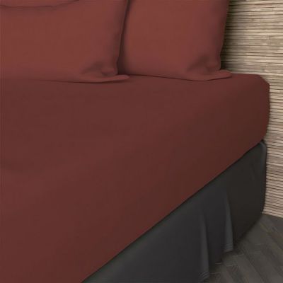 Drap housse en coton 57 fils 180x200 cm UNI brique, par Soleil d'ocre