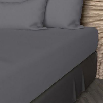 Drap housse en coton 57 fils 180x200 cm UNI gris, par Soleil d'ocre