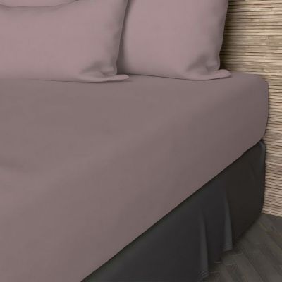 Drap housse en coton 57 fils 180x200 cm UNI vieux rose, par Soleil d'ocre
