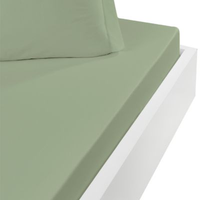 Drap housse en coton bonnet 30 cm Sauge 160x200 cm STUDIO